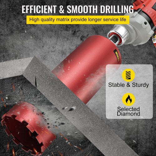 Diamond Core Drill, 6"/152mm Diameter Core Drill Bit, 14"/355mm Concrete Core Drill Bit, 5/8"-11 Thread Core Bit, Dry/Wet Drill Core Bits w/ a Blade, Diamond Wet Coring Bit For Concrete Brick