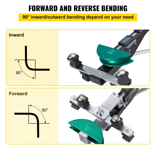 Copper Pipe Bender, 7 Colorful Dies 1/4-7/8 inch 90 Degrees Forward and Reverse Bending, 6-22 mm for Copper & Aluminum Tubes with Reverse Bend Attachment