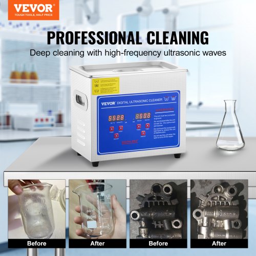 3L Ultrasonic Cleaner Machine Stainless Steel Ultrasonic Cleaning Machine Digital Heater Timer Jewelry Cleaning for Commercial Personal Home Use(3L)