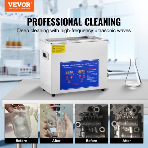 Ultrasonic Cleaner Machine, 6L Stainless Steel Ultrasonic Cleaning Machine, with Digital Heater Timer, Jewelry Cleaning for Commercial Personal Home Use