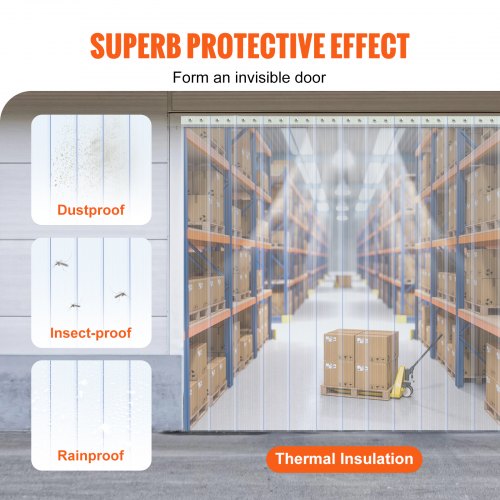 Strip Curtain, 150' Length x 8" Width x 0.08" Thickness, Clear Ribbed PVC Curtain Strip Door Bulk Roll, Plastic Door Strips for Doorways of Supermarket, Garage, Warehouse, Barn, Pet Animal House
