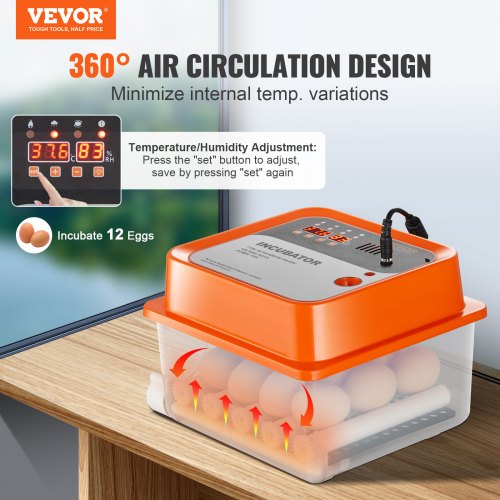 Egg Incubator Incubators for Hatching Eggs Auto Egg Turning 12 Eggs