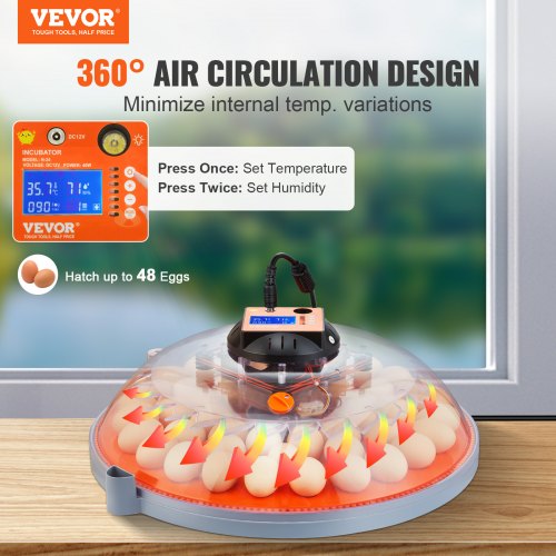 Egg Incubator Incubators for Hatching Eggs Auto Egg Turning 48 Eggs