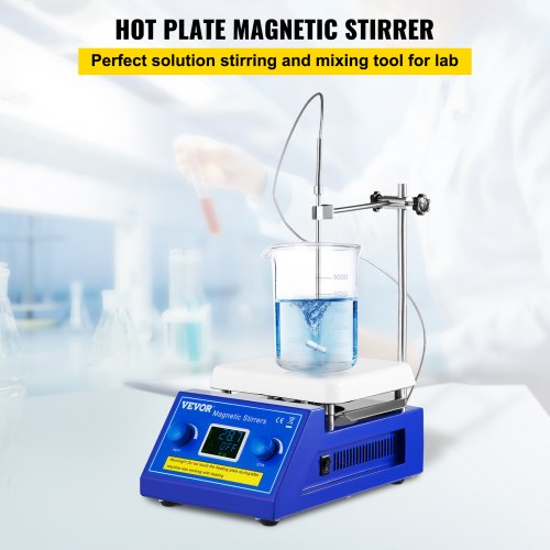 Hotplate Magnetic Stirrer, 200-2000RPM Adjustable Speed, 5L Stirring Capacity w/ LED Display, Lab Magnetic Stirrer w/ Max 608°F/320°C Heating Temperature, Support Stand Included, for Lab Mixing