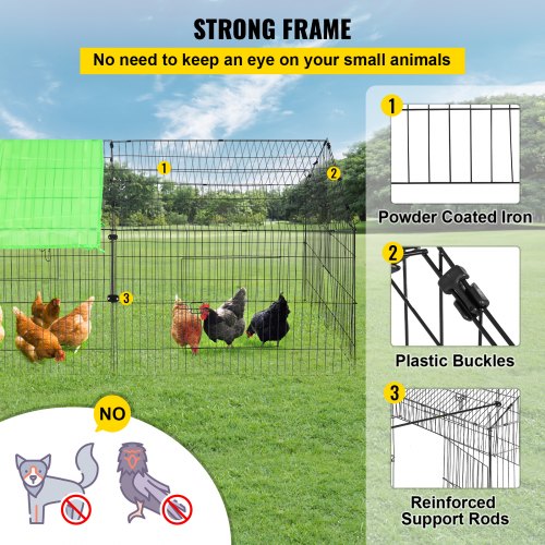Chicken Coop, 71" x 30" x 30", Rabbit Run Enclosure Pen with Waterproof and Sun-proof Cover for Outdoor, Indoor, Backyard, and Farm, Metal Pet Playpen Cage for Small Animals, Duck, Hen