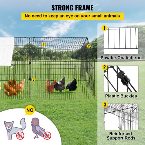 Chicken Coop, 87" x 41.7" x 41", Rabbit Run Enclosure Pen with Waterproof and Sun-proof Cover for Outdoor, Indoor, Backyard, and Farm, Metal Pet Playpen Cage for Small Animals, Duck, Hen