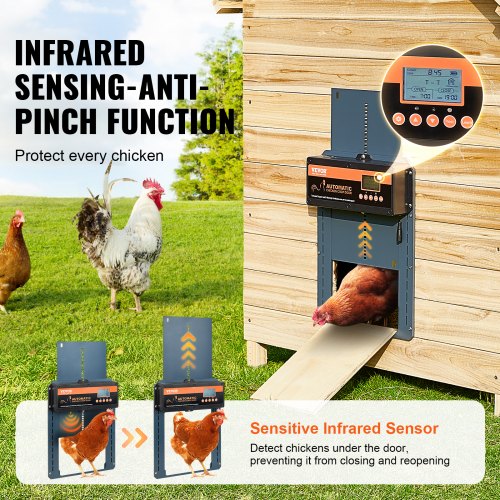 Automatic Chicken Coop Door Auto Chicken Door Opener Timer & Light Sensor