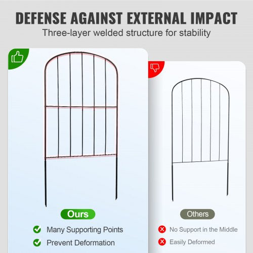 Garden Fence, No Dig Fence 24''(H)x13''(L) Animal Barrier Fence, Underground Decorative Garden Fencing with 2 inch Spike Spacing, Metal Dog Fence for the Yard and Outdoor Patio, 10 Pack