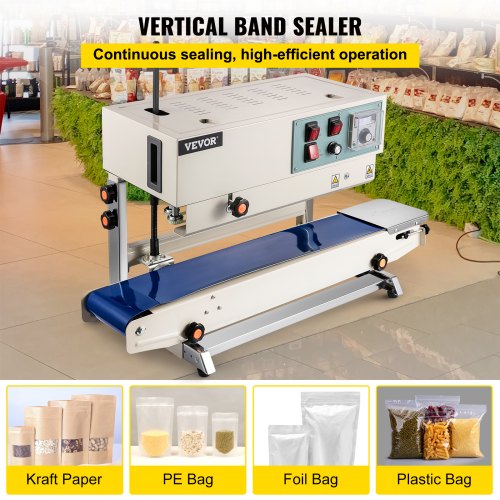 doorlopende bandsealer, 0,24-0,6 in/6-15 mm afdichtingsbreedte, FR900 220V/50Hz verticale sluitmachine, bandheatsealer met digitale temperatuurregeling voor PVC-membraanzakfolie
