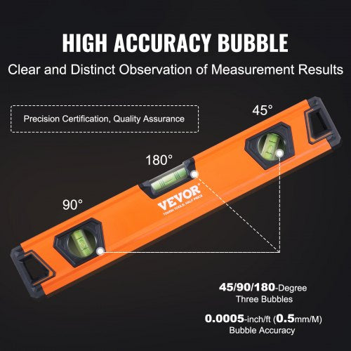 Magnetic Torpedo Level, 78/48/32/24/16/10 in Mechanical Level Set, Bubble Vials Ruler for 45/90/180 Degree, Aluminum Alloy Leveler Tool w/ Viewing Window, Shock-Resistant for Plumbing, Wood