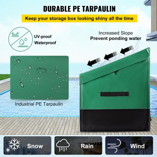 Outdoor Storage Box Patio Deck Box 230 Gallon Waterproof PE Tarpaulin