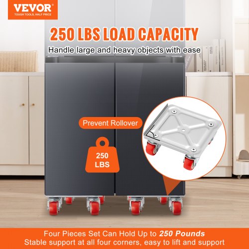 Furniture Dolly, Furniture Moving Dollies with 360° PP Swivel Wheels & Carbon Steel Panel, 250 Lbs Capacity Furniture Lift Mover Tool Set for Moving Heavy Furniture Refrigerator Sofa