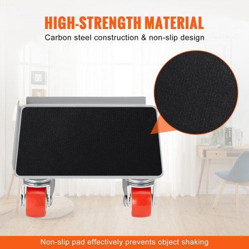 Furniture Dolly, Furniture Moving Dollies with 360° PP Swivel Wheels & Carbon Steel Panel, 250 Lbs Capacity Furniture Lift Mover Tool Set for Moving Heavy Furniture Refrigerator Sofa