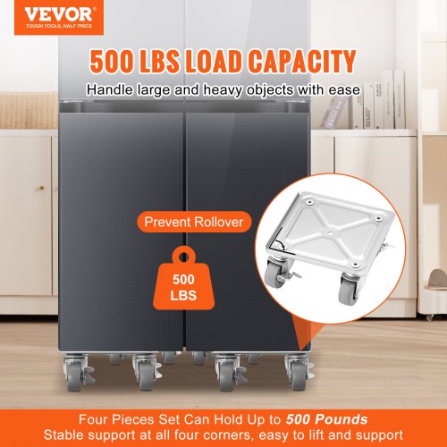 Furniture Dolly, Furniture Moving Dollies with 360° PP Swivel Wheels & Carbon Steel Panel, 500 Lbs Capacity Furniture Lift Mover Tool Set for Moving Heavy Furniture Refrigerator Sofa