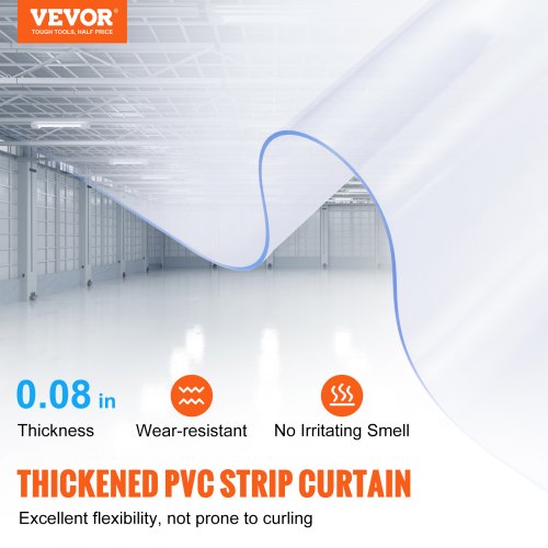 Strip Curtain, 82' Length x 8" Width x 0.08" Thickness, Clear PVC Smooth Curtain Strip Door Bulk Roll, Plastic Door Strips for Doorways of Supermarket, Garage, Warehouse, Barn, Pet Animal House