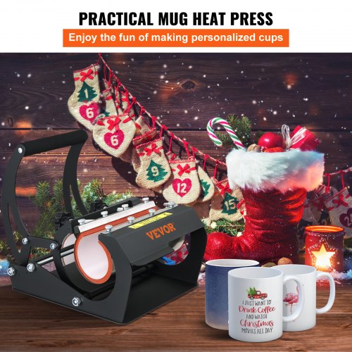 Mug Heat Press, 11oz/11.5cm and 20oz/22cm Two Platens, LCD Cup Press Machine with Detachable Transfer Sublimation Mats, DIY Presser for Coffee Skinny Tumblers, Silica-Gel Printing, Black