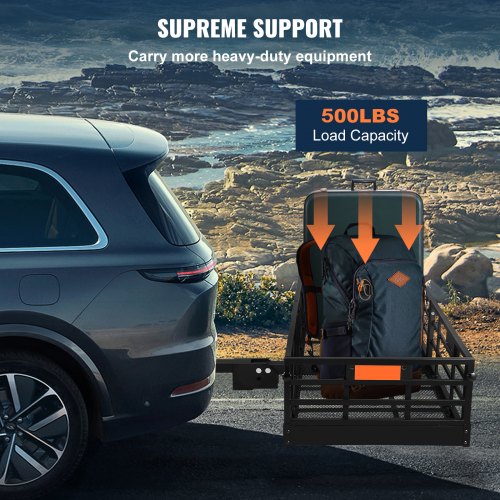 Cargo Carrier Hitch Mount Rack Folding Luggage Basket 2" Receiver 500LBS