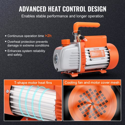 1/5 HP Single Stage Vacuum Pump, 3.5 CFM, 220-240V AC Air Conditioning Conditioner Vacuum Pump, 1/4" SAE Male 1/2" ACME Male Inlet, for HVAC Repair, Refrigeration Maintenance, Resin Degassing