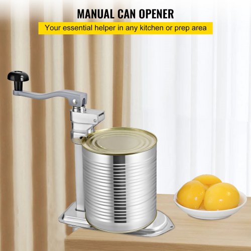 Commercial Can Opener, 18.9"/48cm Long, Manual Table Can Opener for Up to 11.8"/30cm Tall, Fixed with Clamp or Screws, Ergonomic Swing Handle & One Spare Knife, for Restaurants, Stainless Steel
