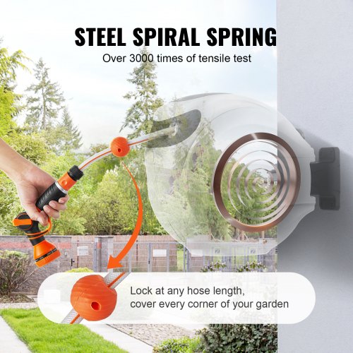 Retractable Hose Reel Water Hose Reel 82'x1/2" 180° Swivel Wall-Mounted