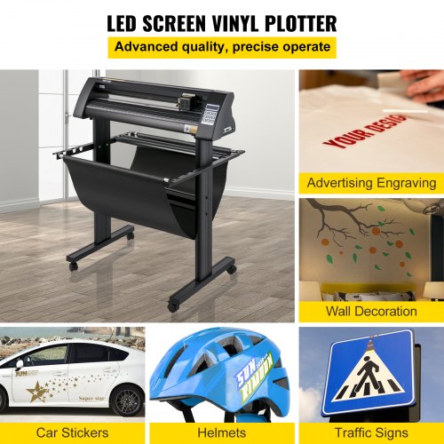 Vinyl Cutter, 870mm Vinyl Plotter, LED Screen Plotter Cutter, Semi-Automatical Built-in Optical Eye, Compatible with SignCut Software for Mac and Windows System with Stand