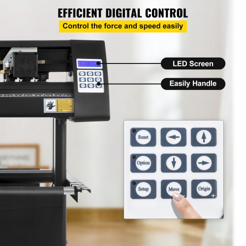 Vinyl Cutter, 870mm Vinyl Plotter, LED Screen Plotter Cutter, Semi-Automatical Built-in Optical Eye, Compatible with SignCut Software for Mac and Windows System with Stand