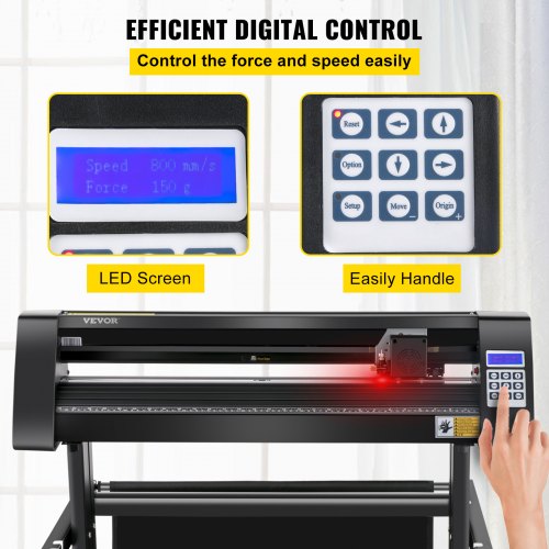 Vinyl Cutter, 870mm Vinyl Plotter, LED Screen Plotter Cutter, Semi-Automatical Built-in Optical Eye for Accurate Guiding, Compatible with SignMaster Software for Windows System with Stand