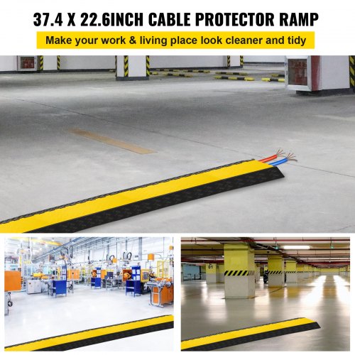 2 Channel Cable Protectors Rubber Cable Ramps 66000lbs per Axle Capacity Protective Cable Wire Cord Ramp Driveway Rubber Traffic Speed Bumps Cable Protector