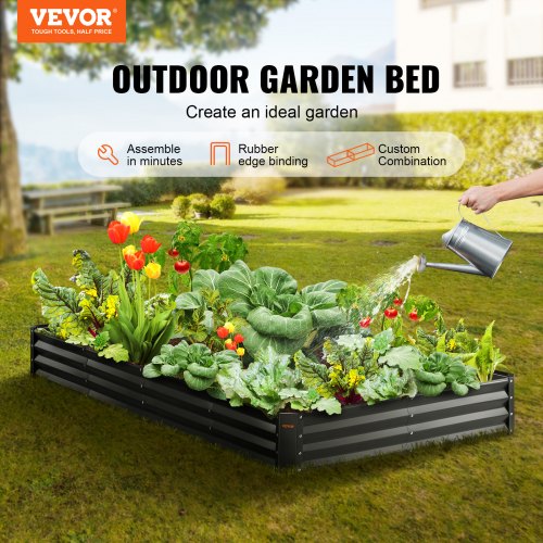 Galvanized Raised Garden Bed Planter Box 94.5x47.2x11" Flower Vegetable