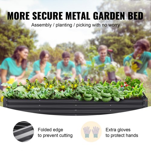 Galvanized Raised Garden Bed Planter Box 94.5x47.2x11" Flower Vegetable
