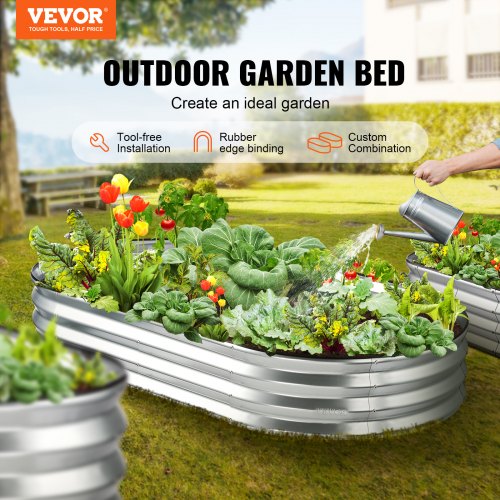 Raised Garden Bed, 71.9 x 36.4 x 11 inch Galvanized Metal Planter Box, Outdoor Planting Boxes with Open Base, for Growing Flowers/Vegetables/Herbs in Backyard/Garden/Patio/Balcony, Silver