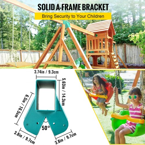 Swing Set Bracket 12" Swing Bracket A-Frame Construction Swing Set Hardware Iron Material with Green Powder Coated DIY Swing Set Middle Bracket Swing Set Kit for 2 (4x4") Legs & 1 (4x6") Beam