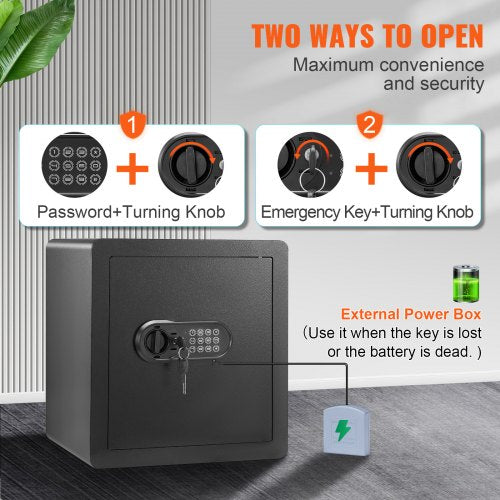 Safe, 1.8 Cubic Feet Home Safe, Steel Security Safe with Digital Keypad and 2 Keys, Cabinet Safe with Fire-proof Bag, Protect Cash, Gold, Jewelry, Documents for Home, Hotel, 15.8x13x16.9 inches
