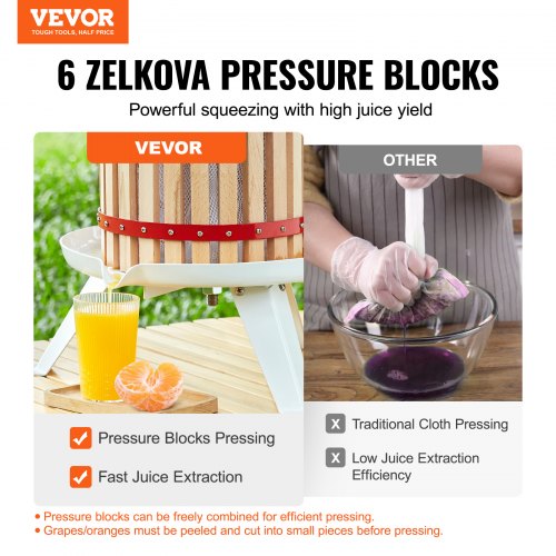 Fruit Wine Press, 3.2 Gallon/12L, Solid Wood Basket with 6 Blocks, Manual Juice Maker, Cider Apple Grape Tincture Vegetables Honey Olive Oil Making Press with Pole Handle Bar for Kitchen, Home