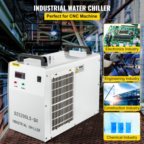 Industrial Chiller, CW5200 Industrial Water Chiller, 1400W Cooling Capacity, 6L Capacity Cooling Water, Precise Thermostat Recirculating Chiller for 130/150W Engraving Machine Cooling Machine