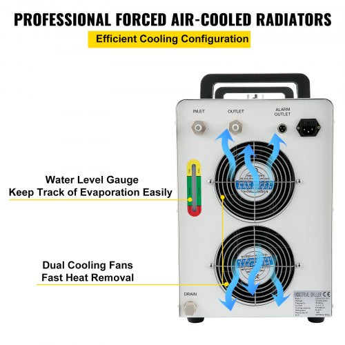 Industrial Chiller, CW5200 Industrial Water Chiller, 1400W Cooling Capacity, 6L Capacity Cooling Water, Precise Thermostat Recirculating Chiller for 130/150W Engraving Machine Cooling Machine