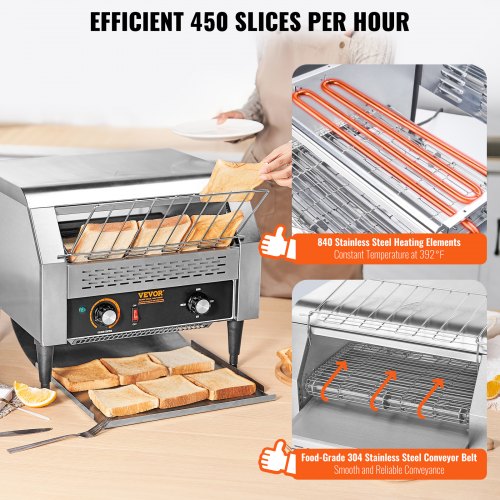 Commercial Conveyor Toaster 450 Slices/Hour Commercial Toaster Heavy Duty
