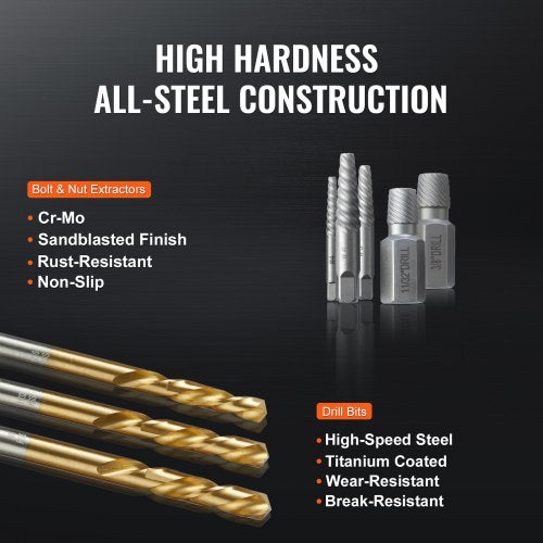 Screw Extractor with Drill Bit Set, 35-Piece Bolt Extractor Kit, 19 PCS Bolt Extractors and 16 PCS Reverse HSS Drill Bits, with Storage Case, for Removing Damaged Bolts, Screws, and Nuts