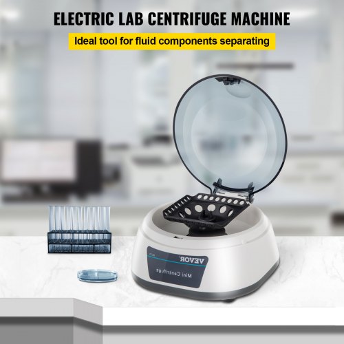 Centrifuge, 7000RPM Fixed Speed Lab Centrifuge Machine, Max. 3286xg RCF Scientific Mini Centrifuge, with 2 in 1 Rotor, fits 0.2/0.5/1.5/2mL Tubes with 0.2/0.5mL Adapters, for Liquid Samples