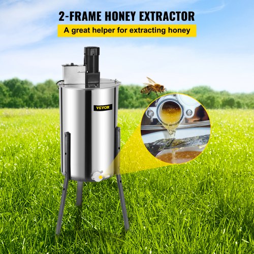 2 Frame Electric Honey Extractor Separator Stainless Steel Bee Extractor Stainless Steel Honeycomb Spinner Crank. Beekeeping Extraction Apiary Centrifuge Equipment