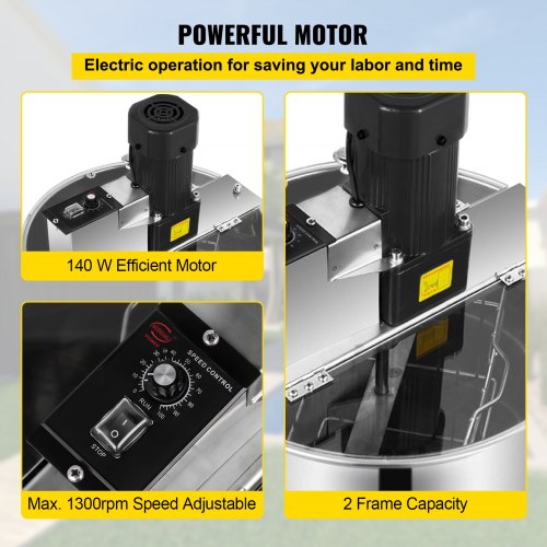 2 Frame Electric Honey Extractor Separator Stainless Steel Bee Extractor Stainless Steel Honeycomb Spinner Crank. Beekeeping Extraction Apiary Centrifuge Equipment