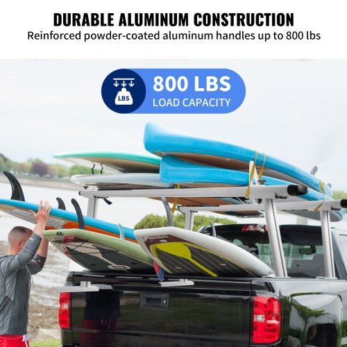 Truck Rack Pickup Truck Bed Ladder Rack Adjustable w/ Ladder Stop White