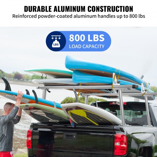 Truck Rack Pickup Truck Bed Ladder Rack Adjustable w/ Ladder Stop Silver