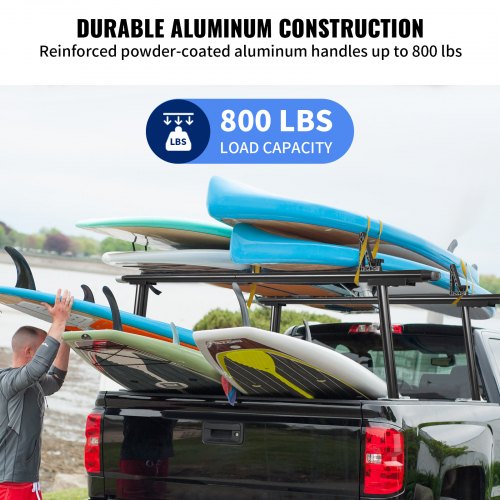 Truck Rack Pickup Truck Bed Ladder Rack Adjustable w/ Ladder Stop Black