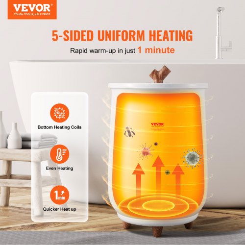 Towel Warmer Bucket 20L Large Towel Warmers for Bathroom with LED Light