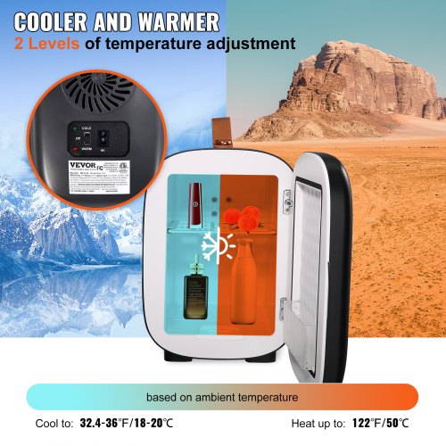 Mini Fridge, 4L/6 Cans Compact Personal Fridge, AC/DC Portable Thermoelectric Cooler and Warmer Refrigerators, Skincare Fridge for Beverage, Snacks, Home, Office and Car, CE Listed (Black)