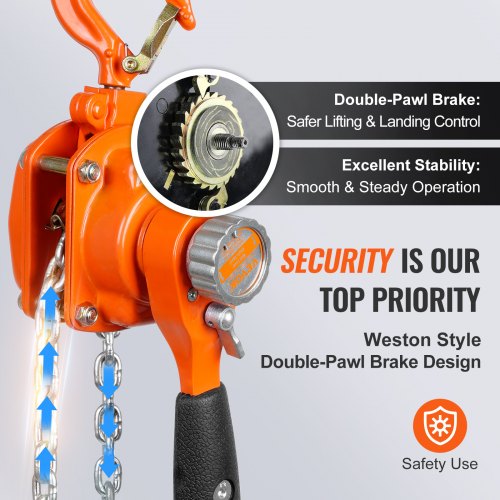 Manual Lever Chain Hoist, 1/4 Ton 550 lbs Capacity 10 FT Come Along, G80 Galvanized Carbon Steel with Weston Double-Pawl Brake, Auto Chain Leading & 360° Rotation Hook, for Garage Factory Dock