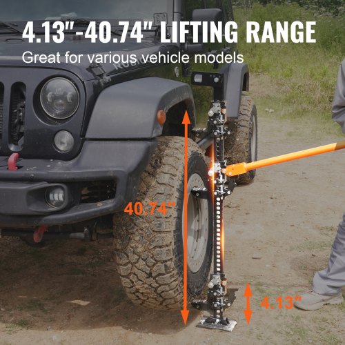 High Lift Farm Jack, 48" Utility Farm Jack, 7000 lbs Capacity Ratcheting Off Road Utility Jack, Heavy-Duty Farm Jack for Tractor, Truck, SUV, Bumper Lift, Orange