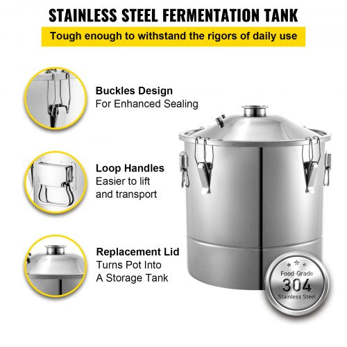 20L 5.28Gal Water Alcohol Distiller 304 Stainless Steel Moonshine Wine Making Boiler Home Kit with Thermometer for Whiskey Brandy Essential Oils