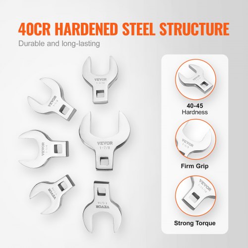 Crowfoot Wrench Set, 1/2" Drive 14-Piece Crows Foot Wrench Set with PP Tool Organizer, SAE 1-1/16" - 2", 40CR Material and Mirror Chrome Finish, for Mechanical Maintenance and Repairs